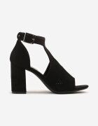 ideal Sandale Botine Negre cu toc gros cu cataramă Ciariva