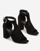 ideal Sandale Botine Negre cu toc gros cu cataramă Ciariva