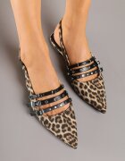 ideal Sandale leopard cu vârf ascuțit și călcâi descoperit cu barete cu catarame Vonaria