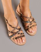ideal Sandale leopard cu Zirconii și Capse Nanelita