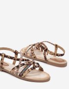 ideal Sandale leopard cu Zirconii și Capse Nanelita