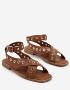 ideal Sandale Maro Gladiator cu Nituri și Vârf Pătrat Annivirae