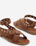 ideal Sandale Maro Gladiator cu Nituri și Vârf Pătrat Annivirae