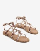 ideal Sandale Maro și Albe cu pete stil gladiator cu nituri Divonne