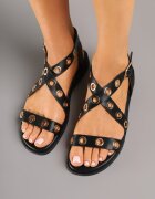 ideal Sandale Negre cu Ornamente Metalice Orrilessa