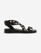 ideal Sandale Negre cu Ornamente Metalice Orrilessa