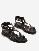 ideal Sandale Negre cu Ornamente Metalice Orrilessa