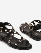 ideal Sandale Negre cu Ornamente Metalice Orrilessa