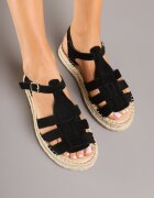 ideal Sandale Negre cu talpă groasă cu împletitură în stil Boho Orrule