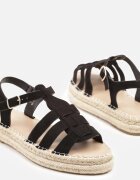 ideal Sandale Negre cu talpă groasă cu împletitură în stil Boho Orrule