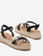 ideal Sandale Negre Decorate cu Împletitură din Sfoară Celippa