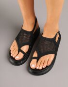 ideal Sandale Negre din Plasă pe Talpă Groasă Tealea