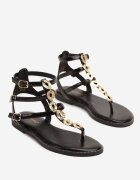 ideal Sandale Negre Romane cu Ornamente Metalice Zevianne