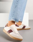 ideal Sneakers Alb-Bordeaux Retro în Stilul Tenisilor Clasici Tanonea