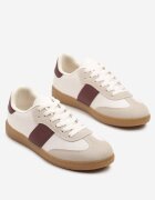 ideal Sneakers Alb-Bordeaux Retro în Stilul Tenisilor Clasici Tanonea