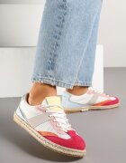 ideal Sneakers Alb-Roșu în stilul tenișilor clasici cu cusături decorative Emloti