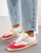 ideal Sneakers Alb-Roșu în stilul tenișilor clasici cu cusături decorative Emloti
