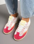 ideal Sneakers Alb-Roșu în stilul tenișilor clasici cu cusături decorative Emloti