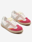 ideal Sneakers Alb-Roșu în stilul tenișilor clasici cu cusături decorative Emloti