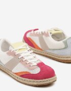 ideal Sneakers Alb-Roșu în stilul tenișilor clasici cu cusături decorative Emloti