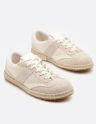 ideal Sneakers Bej în stil de Tenisi Clasici cu Cusături Decorative Emloti