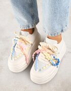ideal Sneakers Bej pe Talpă Groasă Decorate cu Mărgele Amomera