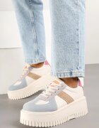 ideal Sneakers Bej și Albastru stil Tenis cu platformă cu relief Firreis