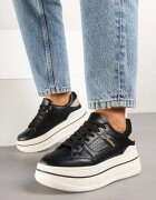 ideal Sneakers negre cu talpă groasă decorate cu sclipici Kariven