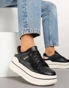 ideal Sneakers negre cu talpă groasă decorate cu sclipici Kariven