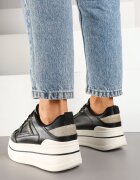 ideal Sneakers negre cu talpă groasă decorate cu sclipici Kariven