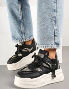 ideal Sneakers Negri Streetwear cu platformă cu sclipici și aplicații Maivessa
