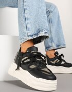 ideal Sneakers Negri Streetwear cu platformă cu sclipici și aplicații Maivessa