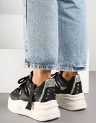 ideal Sneakers Negri Streetwear cu platformă cu sclipici și aplicații Maivessa