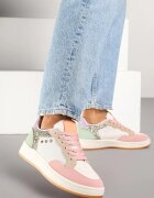 ideal Sneakers Roz-Bej cu Cusături Decorative în Stil Streetwear Neoniela
