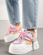 ideal Sneakers Streetwear Alb-Roz pe Platformă cu Sclipici și Aplicații Maivessa