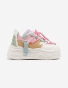 ideal Sneakers Streetwear Alb-Roz pe Platformă cu Sclipici și Aplicații Maivessa