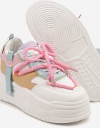 ideal Sneakers Streetwear Alb-Roz pe Platformă cu Sclipici și Aplicații Maivessa