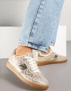 ideal Sneakerși Aurii cu Model de Șarpe Retro în Stilul Tenisilor Clasici Tanonea