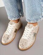ideal Sneakerși Aurii cu Model de Șarpe Retro în Stilul Tenisilor Clasici Tanonea