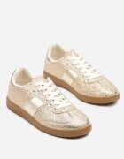 ideal Sneakerși Aurii cu Model de Șarpe Retro în Stilul Tenisilor Clasici Tanonea