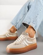 ideal Sneakerși Bej cu Imprimeu Șarpe în Stilul Tenisilor Clasici cu Talpă Groasă Grelritia
