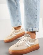 ideal Sneakerși Bej cu Imprimeu Șarpe în Stilul Tenisilor Clasici cu Talpă Groasă Grelritia