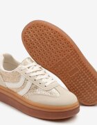 ideal Sneakerși Bej cu Imprimeu Șarpe în Stilul Tenisilor Clasici cu Talpă Groasă Grelritia