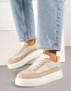 ideal Sneakerși Bej închis cu talpă groasă și parte superioară împletită Nilavanea