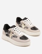 ideal Sneakerși negri-bej cu decorațiuni metalice și inserție din imitație de piele de șarpe Sarilira