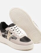 ideal Sneakerși negri-bej cu decorațiuni metalice și inserție din imitație de piele de șarpe Sarilira