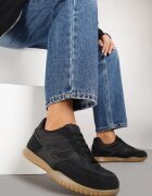 ideal Sneakerși Negri Stil Tenis Decorați cu Model Geometric Fesilia