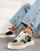 ideal Sneakerși Negru-Bej cu Sclipici și Decorațiuni Metalice Pillar