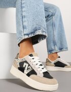 ideal Sneakerși Negru-Bej cu Sclipici și Decorațiuni Metalice Pillar