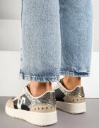 ideal Sneakerși Negru-Bej cu Sclipici și Decorațiuni Metalice Pillar